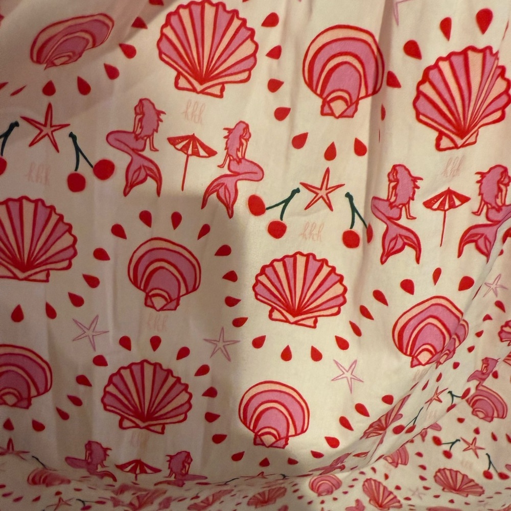 Hill House Pink Shell-Print Smocked Midi Dress, Size S - Picture 5 of 14